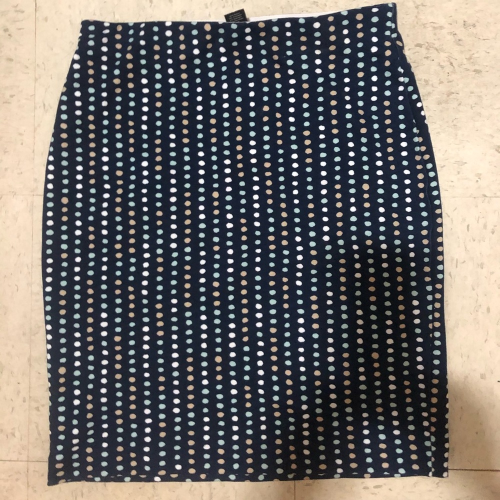 Blue multicolor poka-dot knit skirt